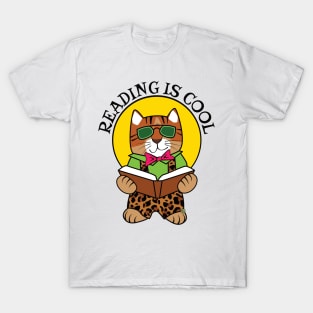Reading is Cool Tiger Cat T-Shirt